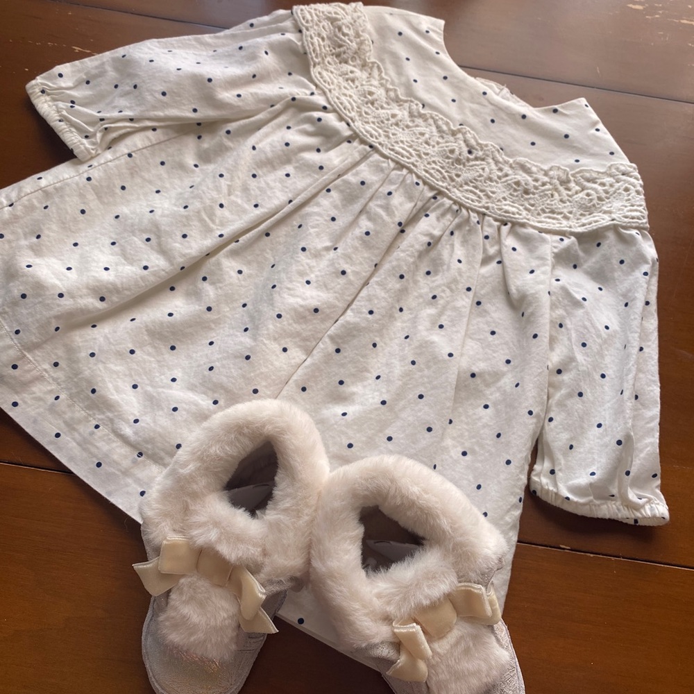 Baby Gap 🖤 White with Black Polka Dots 🖤dress Sz 6-12 mos